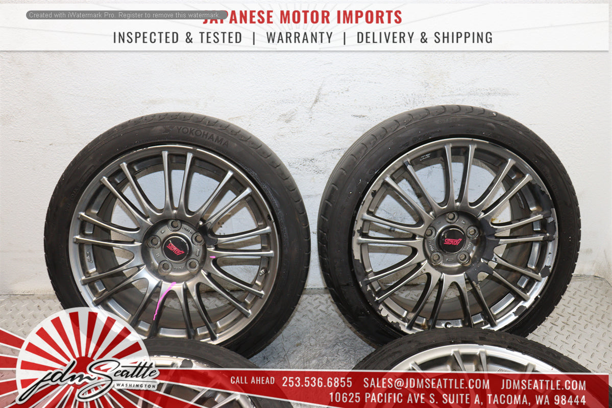 JDM 08-14 SUBARU WRX STI OEM RIMS AND TIRES V10 COMPLETE SET
