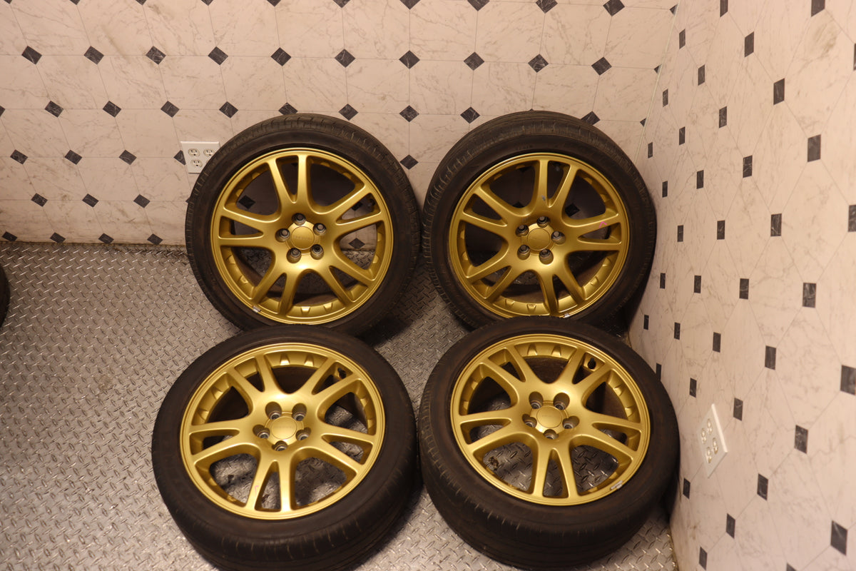 2002 2003 2004 2005 2006 2007 Subaru Impreza WRX STI V7 17 Inch Gold Wheels Rims Set of 4 JDM OEM