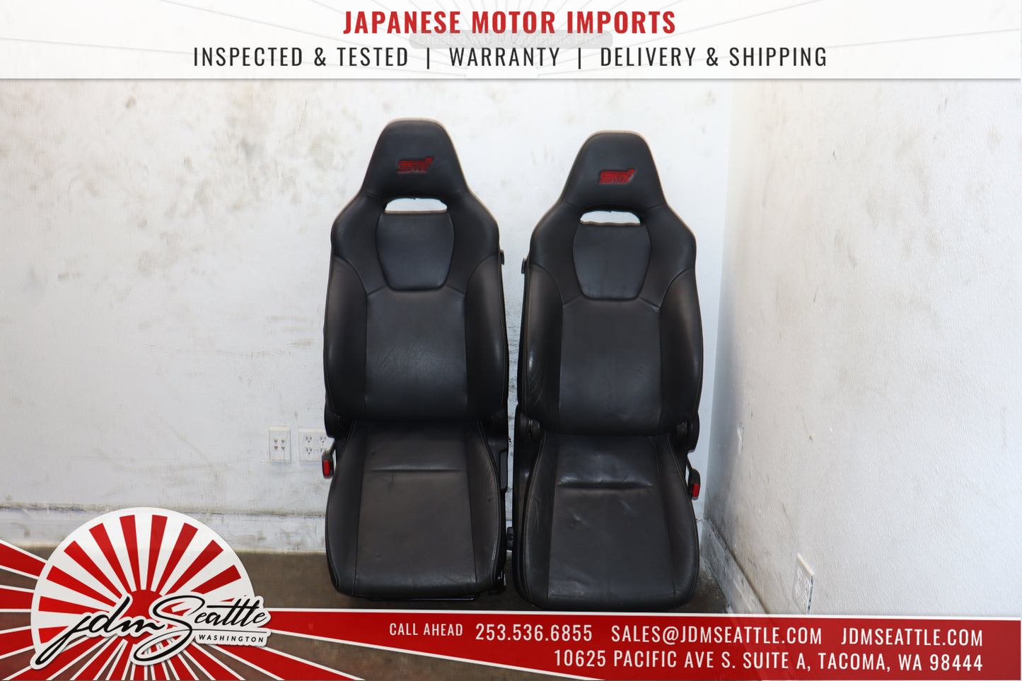 JDM 08-14 SUBARU WRX STI SEATS OEM PREMIUM LEATHER V10 STI SEDAN FRONT & REAR SETS