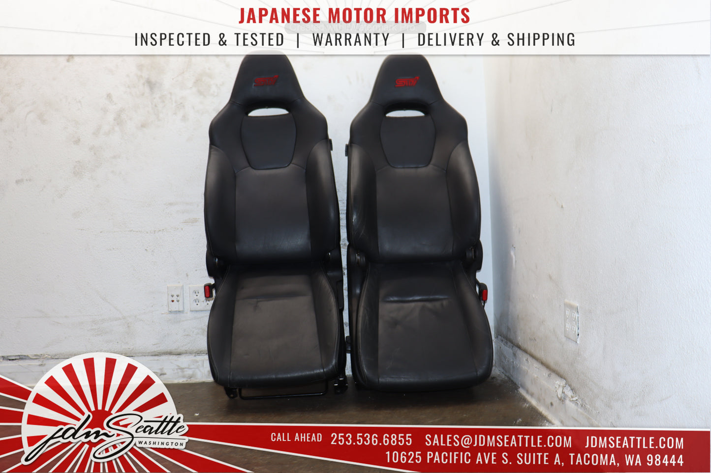 JDM 08-14 SUBARU WRX STI SEATS OEM PREMIUM LEATHER V10 STI SEDAN FRONT & REAR SETS