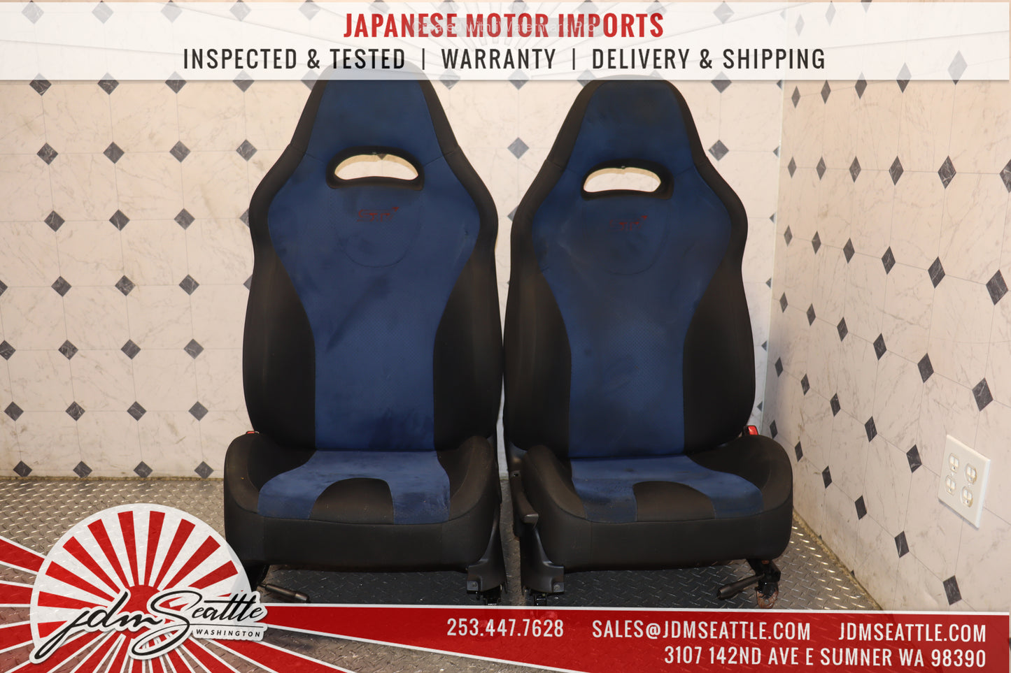 JDM 2002 - 2007 SUBARU IMPREZA WRX STI GDB COMPLETE BLUE FRONT AND REAR SEATS