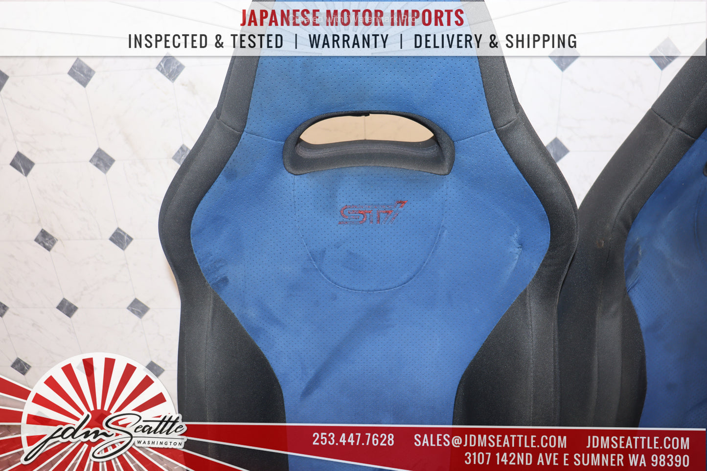 JDM 2002 - 2007 SUBARU IMPREZA WRX STI GDB COMPLETE BLUE FRONT AND REAR SEATS