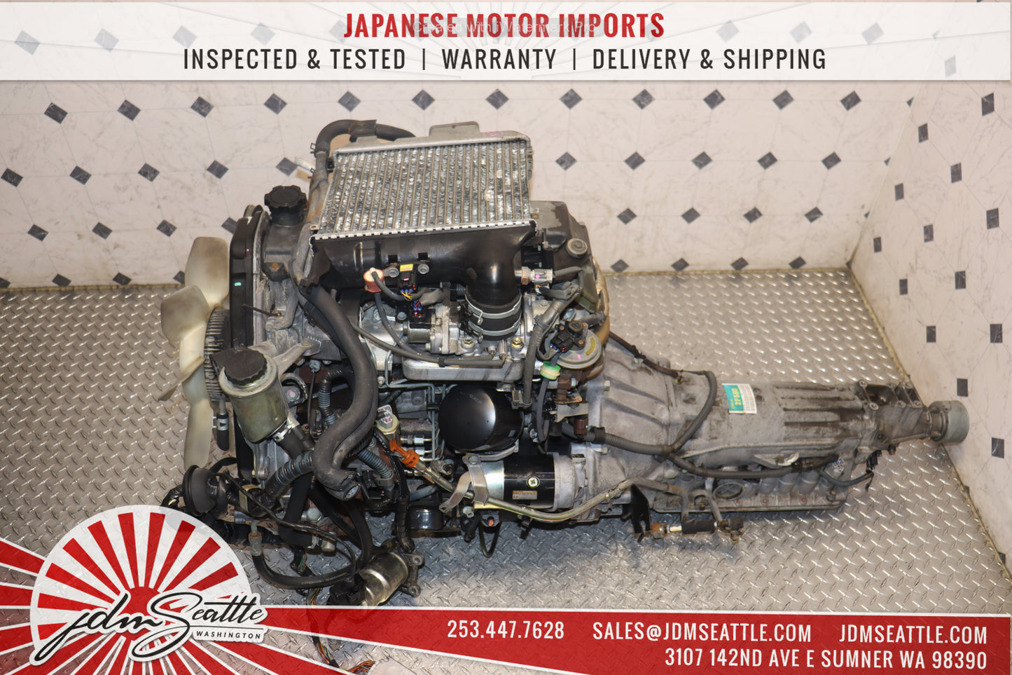 JDM 1KZ-TE MOTOR HILUX SURF 4RUNNER 3.0L TURBO DIESEL ENGINE W/ RWD TRANSMISSION