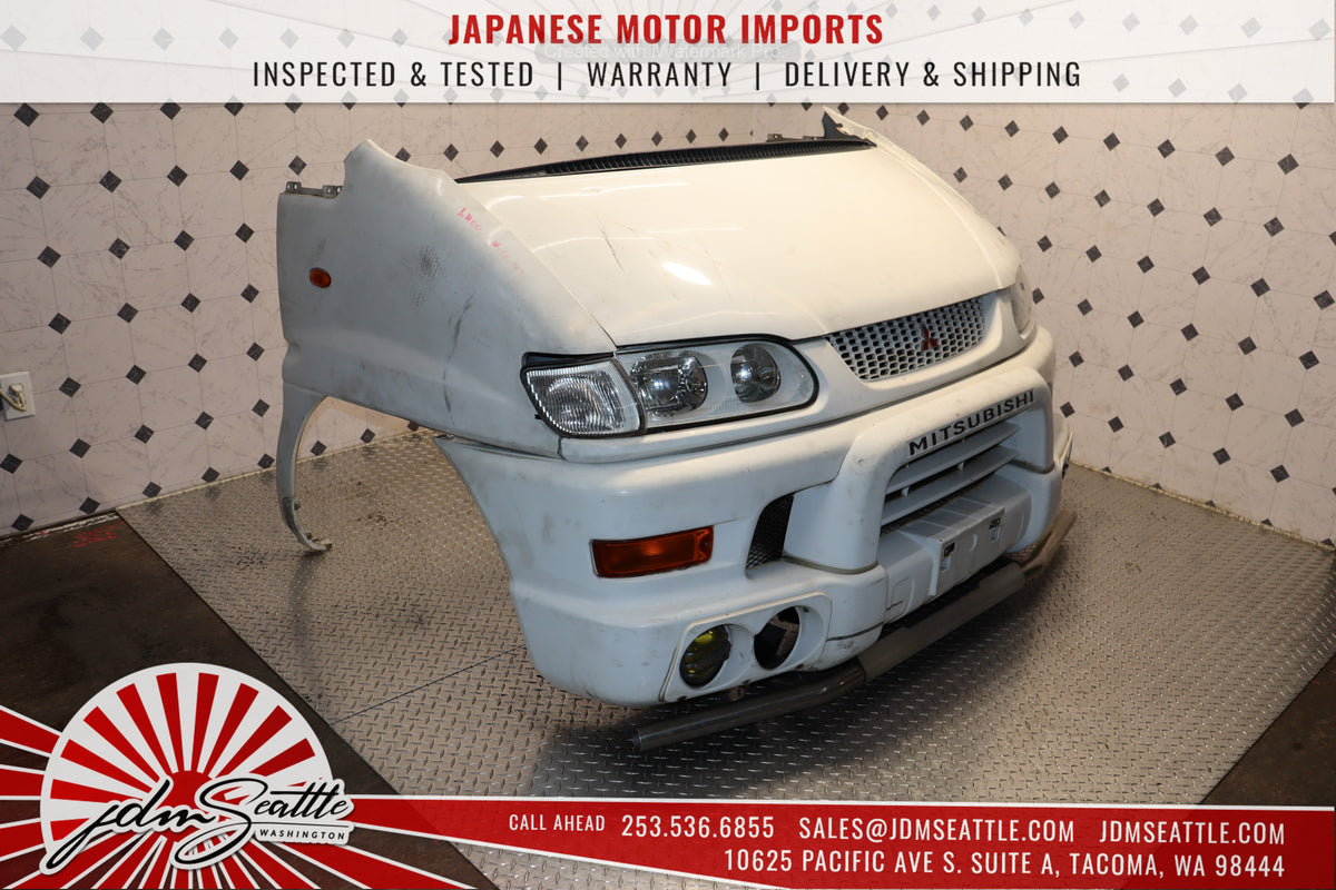 JDM 1997-2007 Mitsubishi Delica Front End /  Nose Cut / Front Clip w/ Hood Bumper Lights WHITE