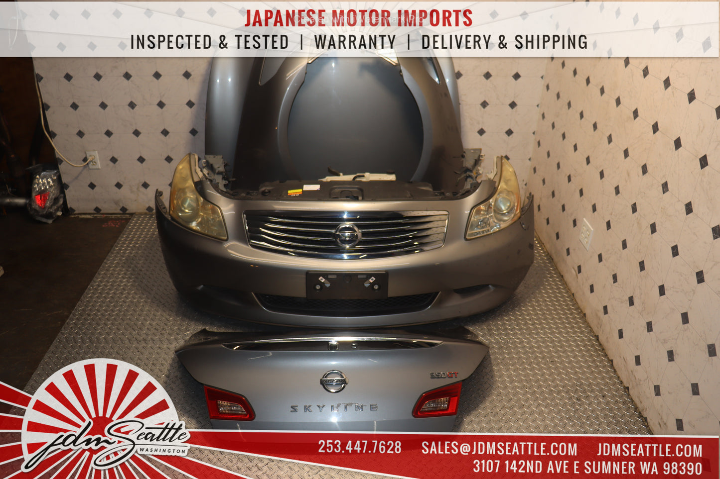 JDM NISSAN SKYLINE 350GT / 2007 2008 INFINITI G35 / 2009 INFINITI G37 SEDAN COMPLETE FRONT END NOSE CUT CONVERSION