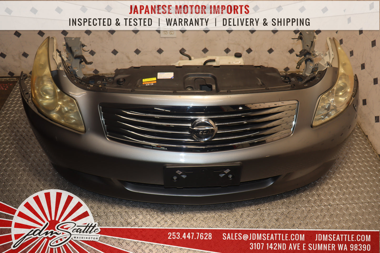 JDM NISSAN SKYLINE 350GT / 2007 2008 INFINITI G35 / 2009 INFINITI G37 SEDAN COMPLETE FRONT END NOSE CUT CONVERSION