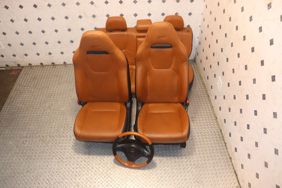 JDM 2008 - 2014 SUBARU IMPREZA WRX STI PREMIUM GRB GVF COMPLETE FRONT AND REAR LEATHER POWER SEATS W/ STEERING WHEEL