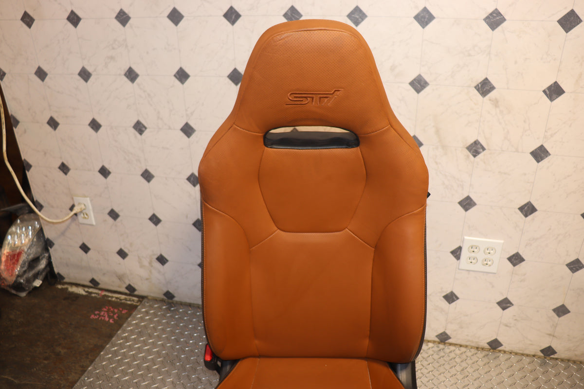 JDM 2008 - 2014 SUBARU IMPREZA WRX STI PREMIUM GRB GVF COMPLETE FRONT AND REAR LEATHER POWER SEATS W/ STEERING WHEEL