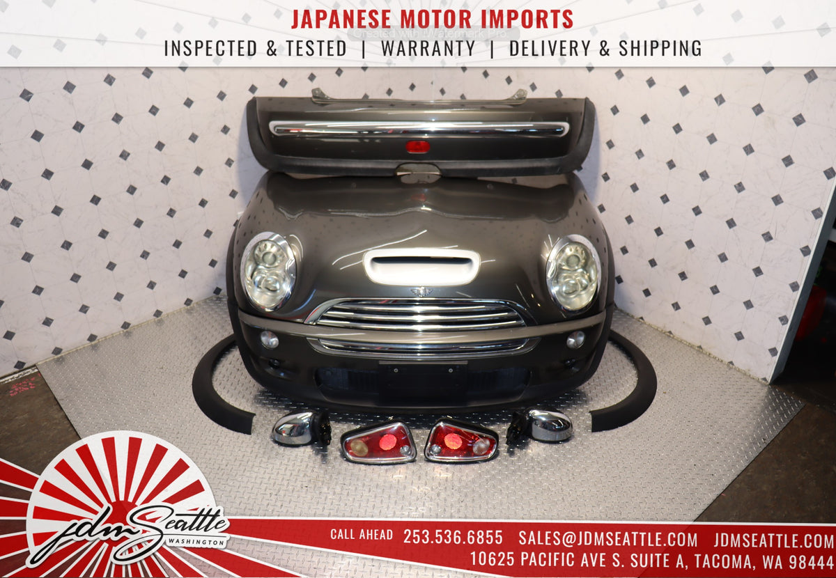 JDM 02-06 MINI COOPER COMPLETE FRONT END CONVERSION NOSE CUT FRONT CLIP GRAY