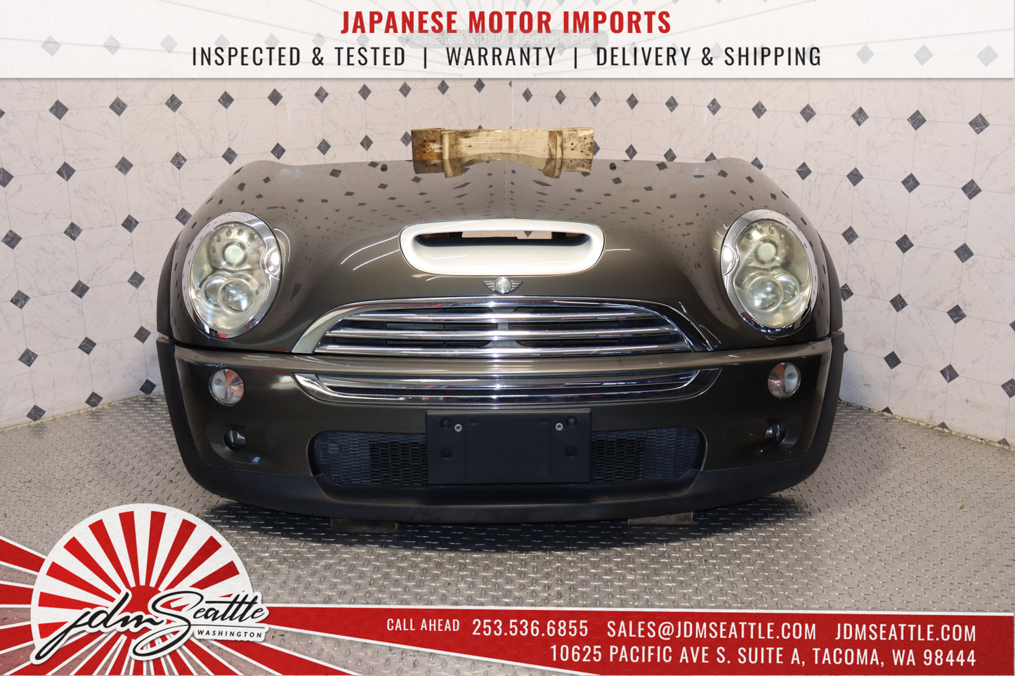 JDM 02-06 MINI COOPER COMPLETE FRONT END CONVERSION NOSE CUT FRONT CLIP GRAY