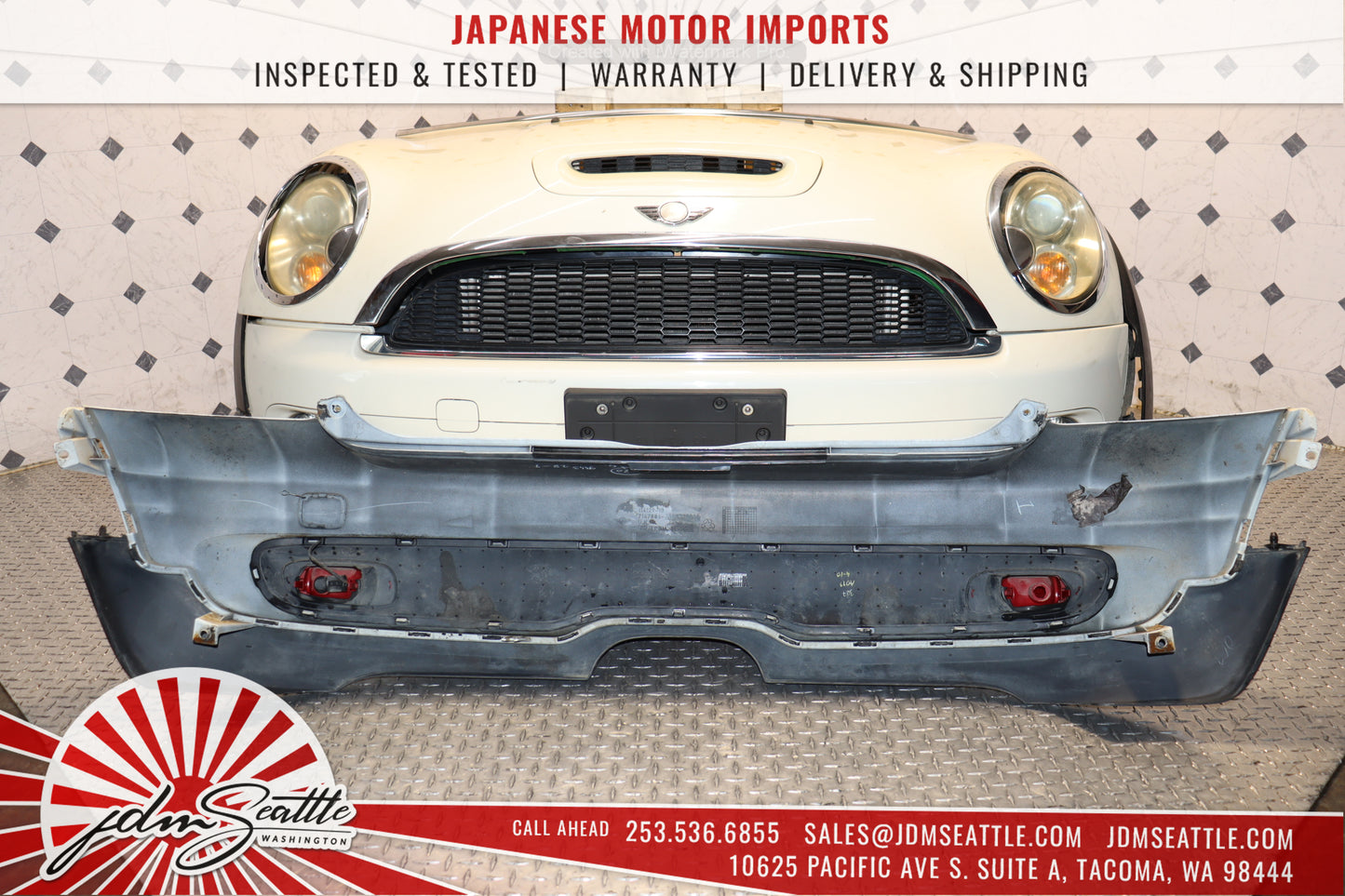 JDM 02-06 MINI COOPER S COMPLETE FRONT END CONVERSION NOSE CUT FRONT CLIP WHITE/CREAM