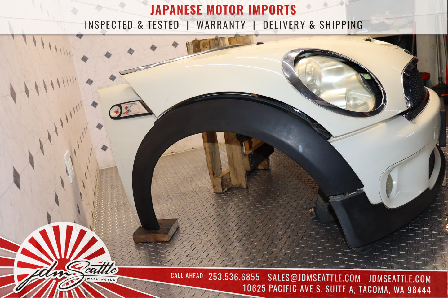 JDM 02-06 MINI COOPER S COMPLETE FRONT END CONVERSION NOSE CUT FRONT CLIP WHITE/CREAM