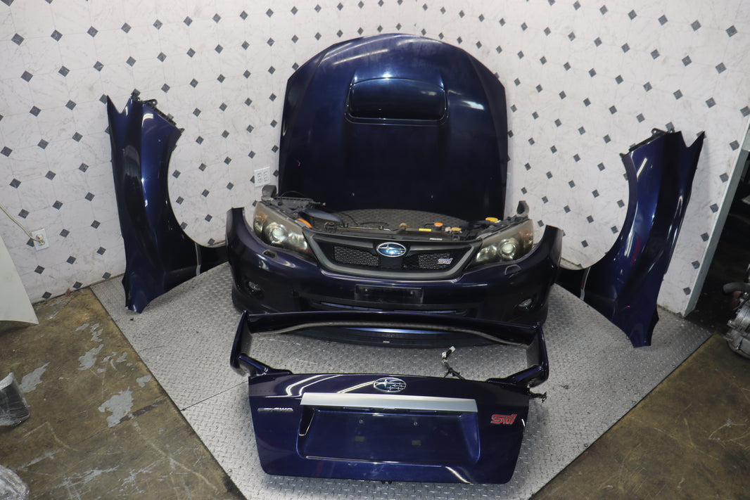 Subaru Impreza WRX STI Hatchback GRB Complete Nose Cut – Dark Blue JDM Front Clip | JDM Seattle