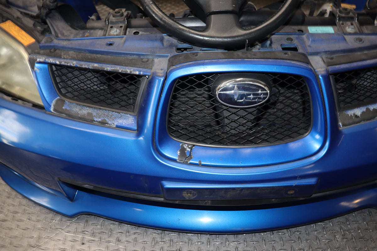 JDM 2006–2007 Subaru WRX STI Hawkeye Front-End Conversion – Blue WRX, HID Headlights, Aluminum Hood, Fenders & Bumper | JDM Seattle