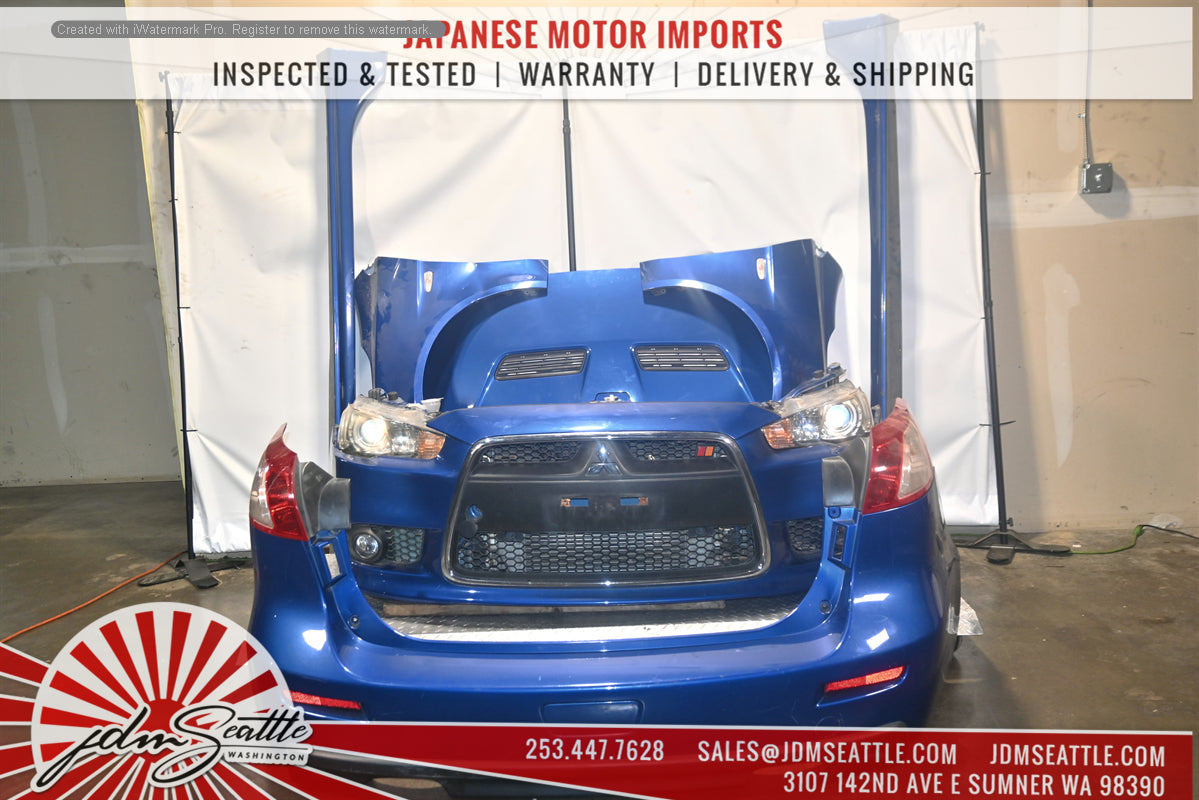 JDM MITSUBISHI LANCER EVO VERSION10 COMPLETE  FORNT END HEADLIGHTS CORE SUPPORT HOOD FENDRS