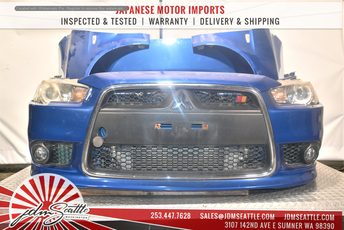 JDM MITSUBISHI LANCER EVO VERSION10 COMPLETE  FORNT END HEADLIGHTS CORE SUPPORT HOOD FENDRS