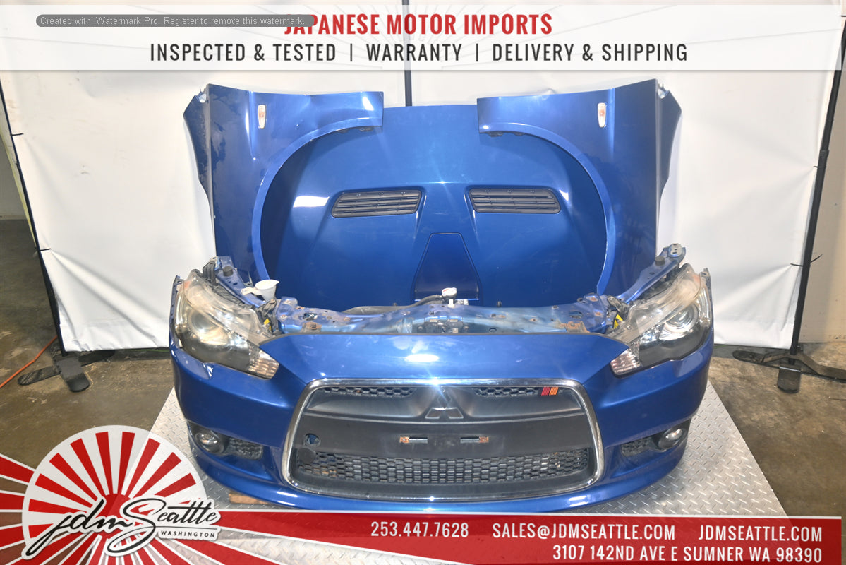 JDM MITSUBISHI LANCER EVO VERSION10 COMPLETE  FORNT END HEADLIGHTS CORE SUPPORT HOOD FENDRS