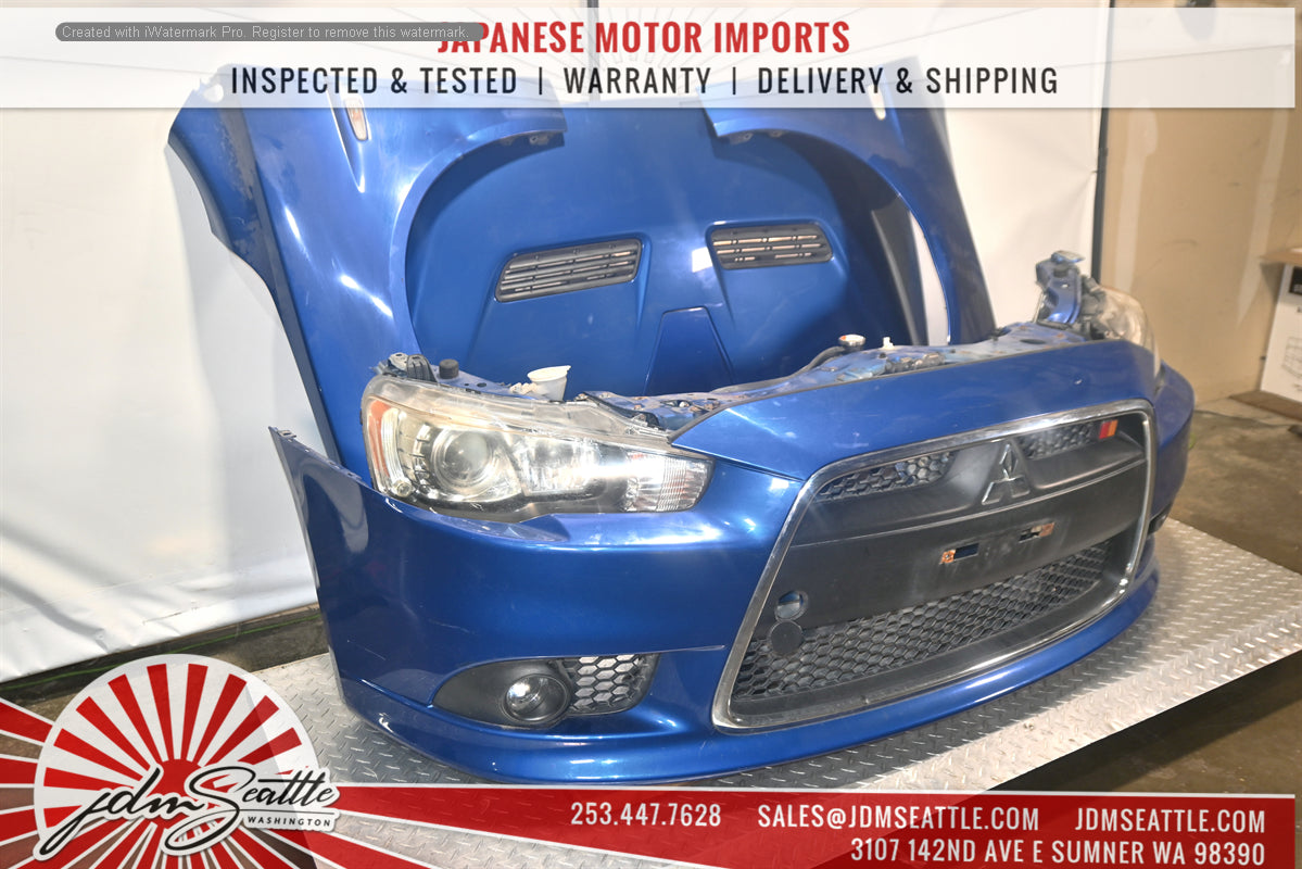 JDM MITSUBISHI LANCER EVO VERSION10 COMPLETE  FORNT END HEADLIGHTS CORE SUPPORT HOOD FENDRS