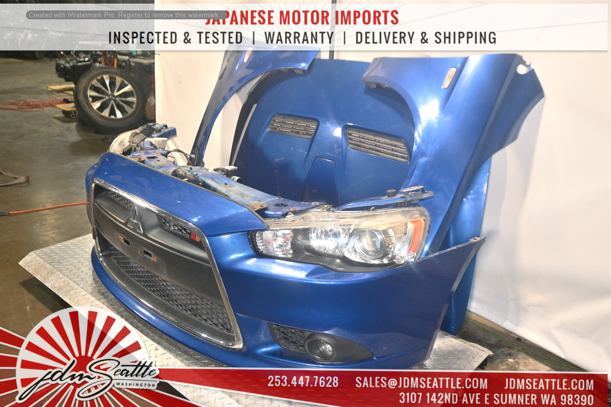 JDM MITSUBISHI LANCER EVO VERSION10 COMPLETE  FORNT END HEADLIGHTS CORE SUPPORT HOOD FENDRS
